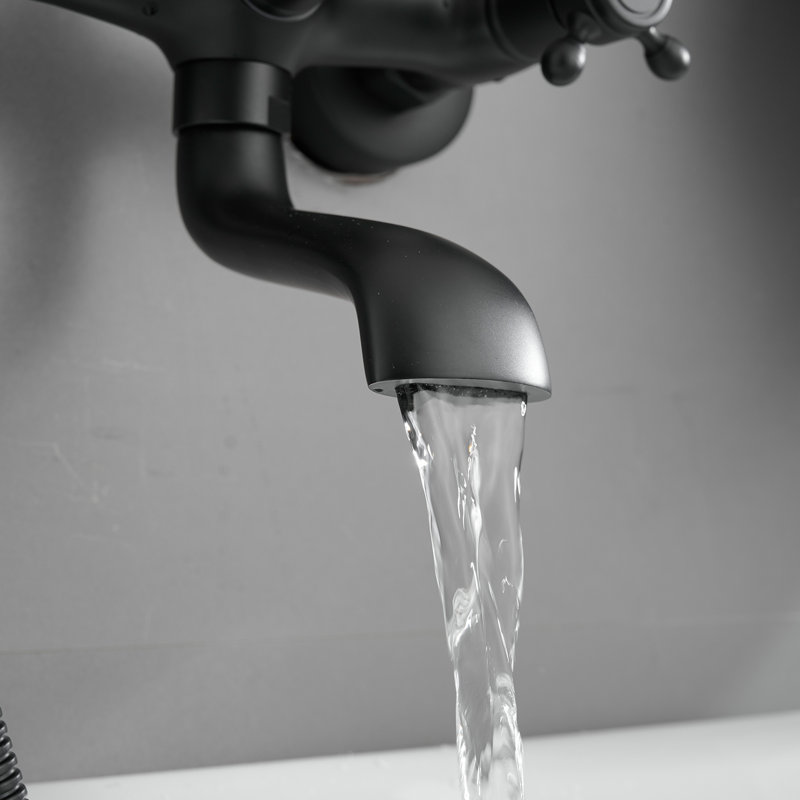 Matte Black Double Handle Wall Mount Tub Faucet