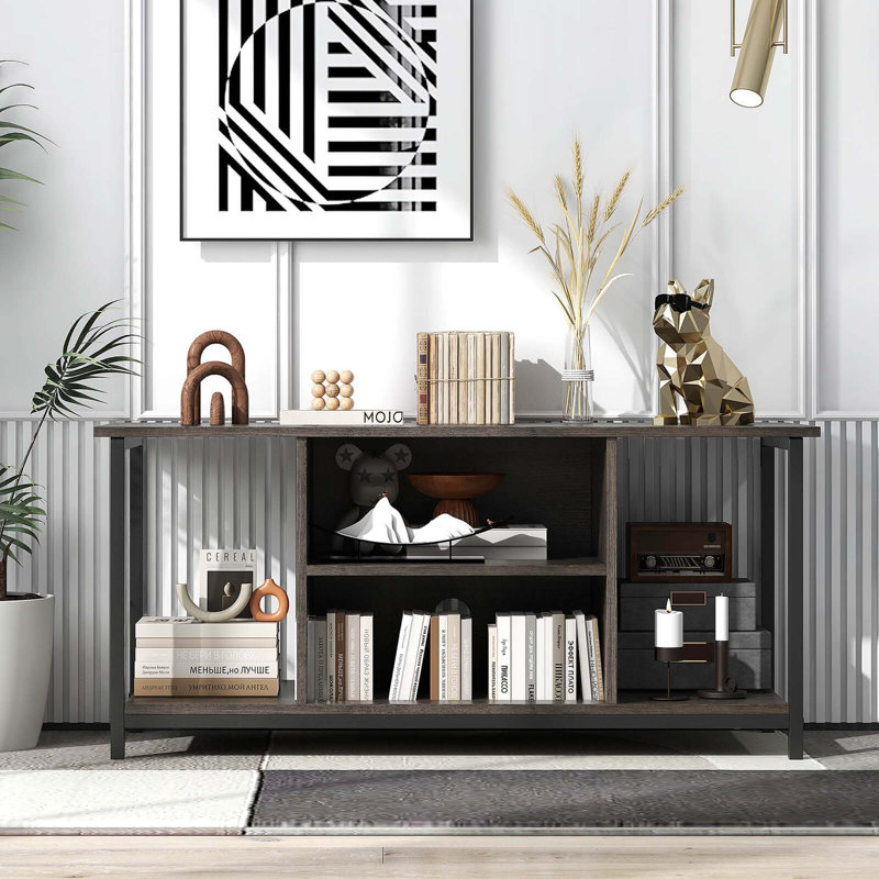 Tv Stand With Power Outlet Usb & Type-c Port 3-tier Tv Console Table Grey