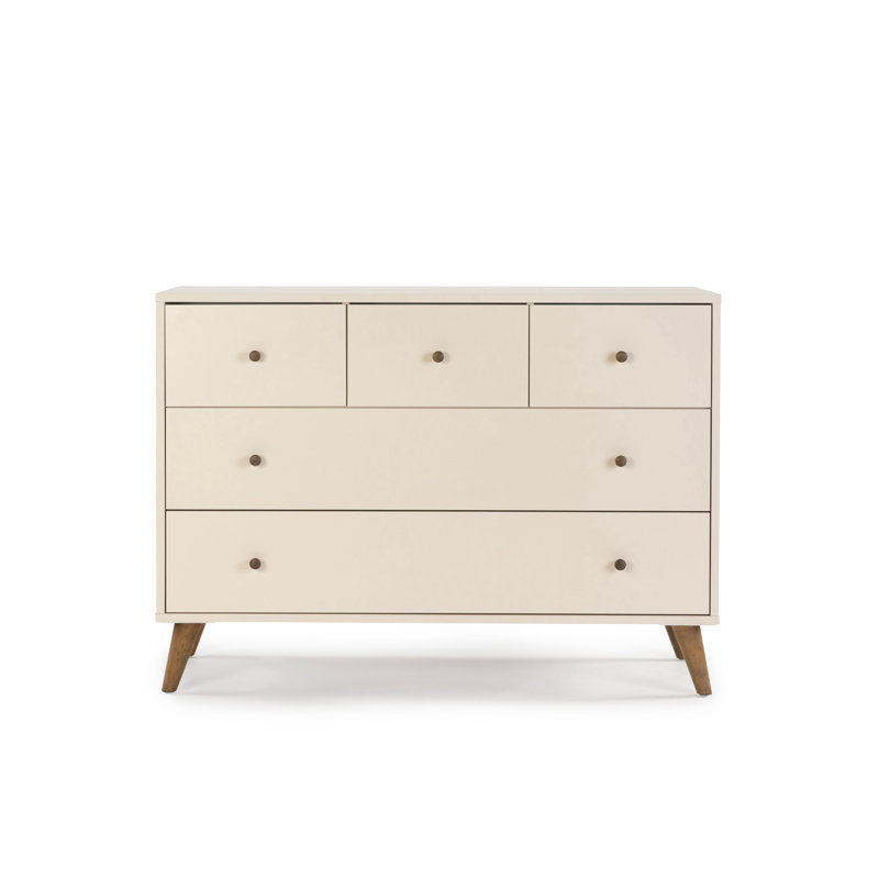 Austin 5-drawer Dresser, White/natural, Almond Milk/Walnut