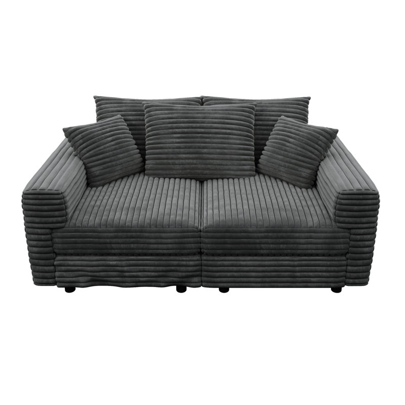 Fauteuil en velours côtelé à 3 places 82,7 po Arcadia Grey, Gris