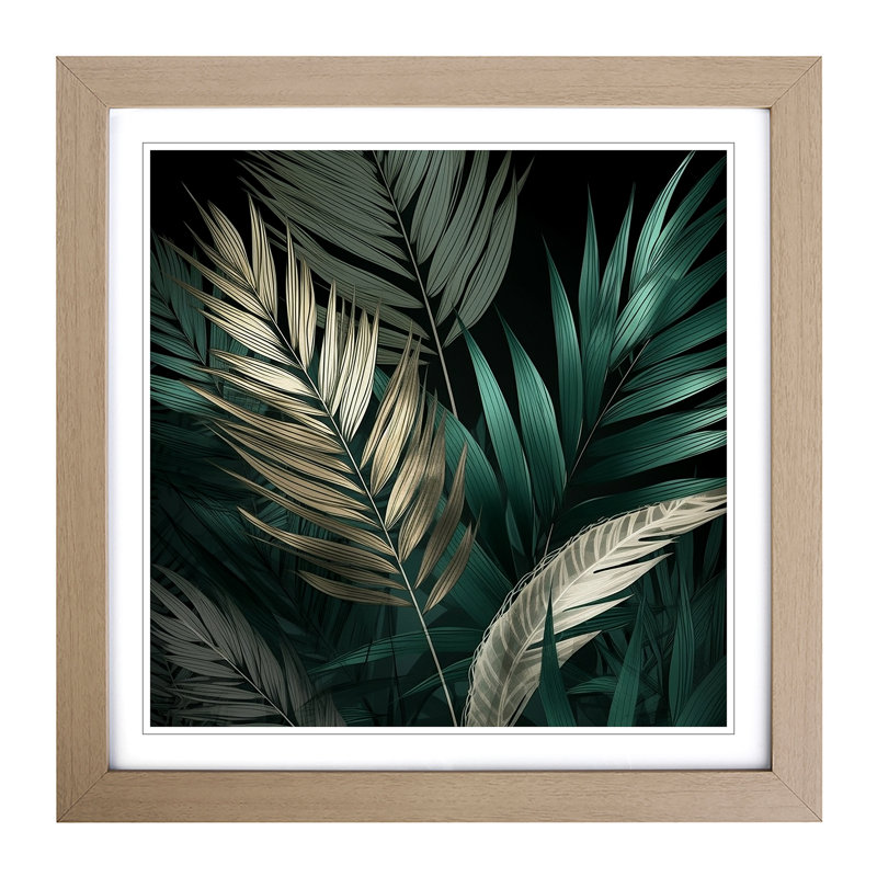 Palm Leaf - Single Picture Frame Print on Wood, Oak