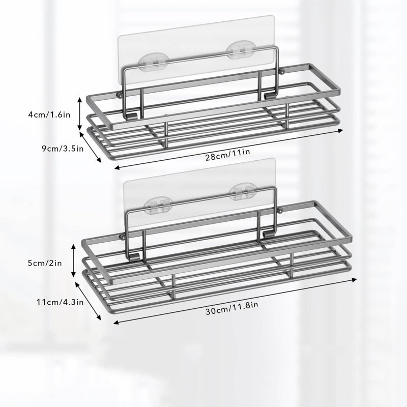 Wall Mounted Required Shower Caddy, Grey