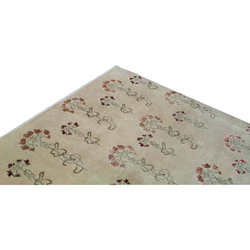 Tapis brun / gris / rouille de haute qualité noué à la main