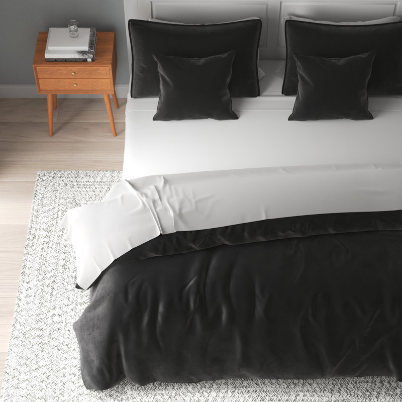  Ensemble d'édredon moelleux, Édredon très grand + 2 taies + 2 coussins décor, Gris