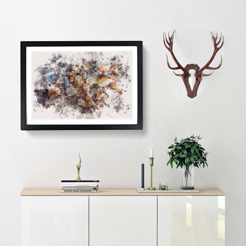 Pretty Leaves - Framed Print, 45cm H x 63cm W x 2cm D, Black Framed
