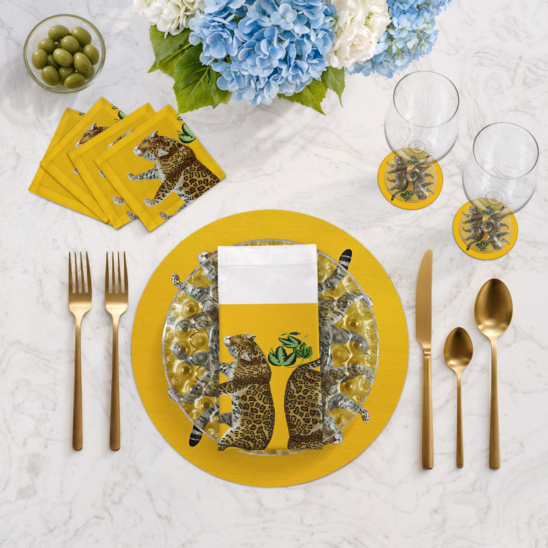 Leopard Placemat Set, Hot Green