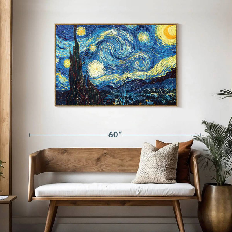 Starry Night, Floating Frame Natural Wood, 43" X 29"
