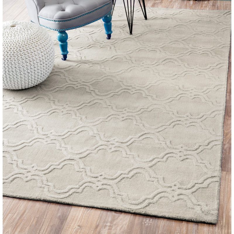 Geometric Wool Hand Woven Area Rug, Rectangle 152 x 244cm