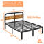 Lit plateforme en métal noir Amylia avec tête de lit en bois massif de 40 po, rangement sous le lit, support silencieux, aucun sommier requis-1034755524-1026695245