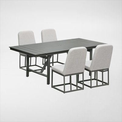 Ensemble de salle à manger Vrishank, moka, 5 pièces avec chaises rembourrées