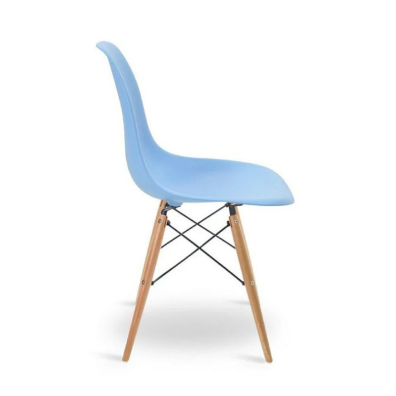 Chaise de salle à manger Paris avec pieds en bois naturel, Bleu clair