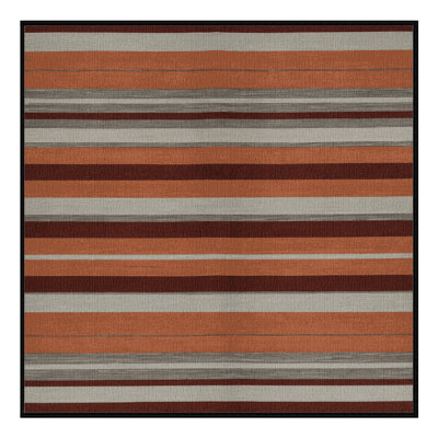 Washable Terracotta Light Gray Striped Area Rug