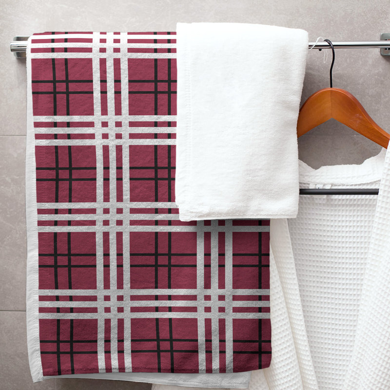 Bath Towel, Red/Black/White, Polyester/Cotton Blend