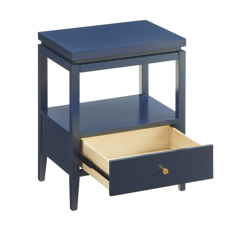 Table de chevet 1 tiroir pour chambre à coucher, Bleu très foncé