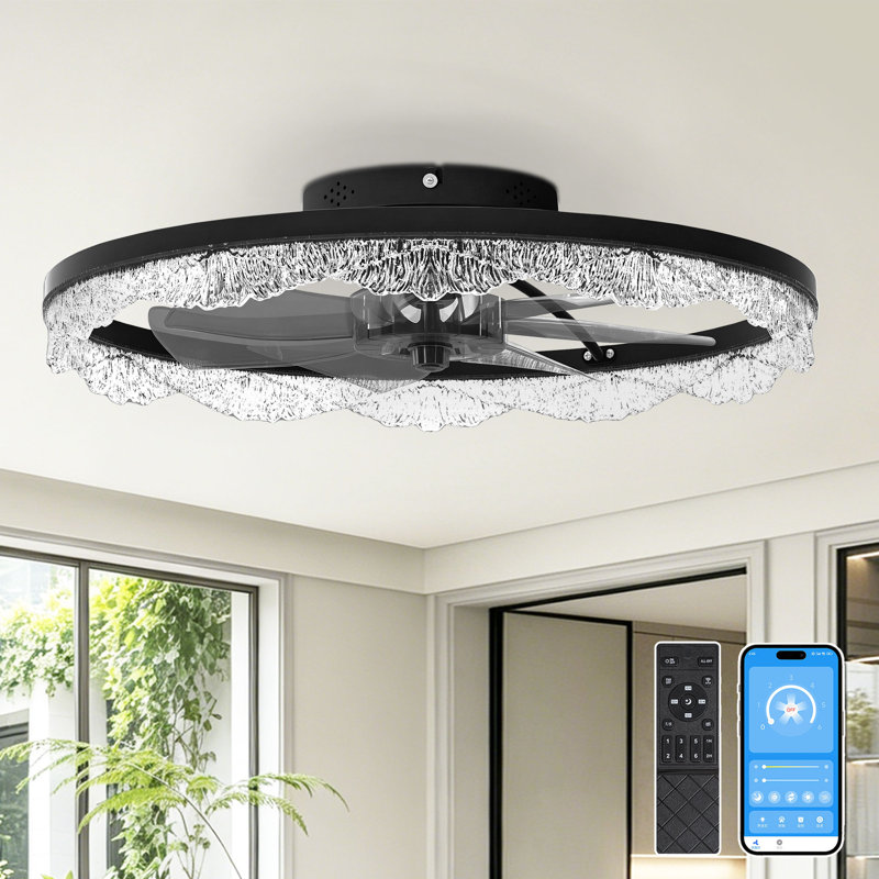 24" Modern Ceiling Fan with Dimmable LED Light, 24" Modern Ceiling Fan with Dimmable LED Light