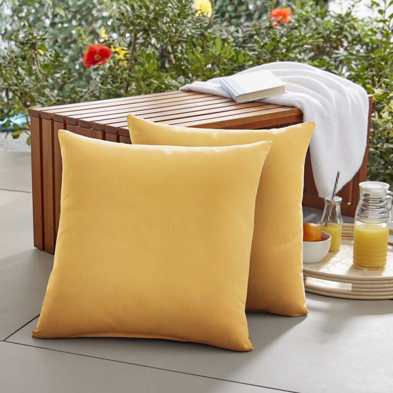 Borgey Outdoor Reversible Throw Pillow, Fresco Daffodil, 22" H x 22" W x 6" D