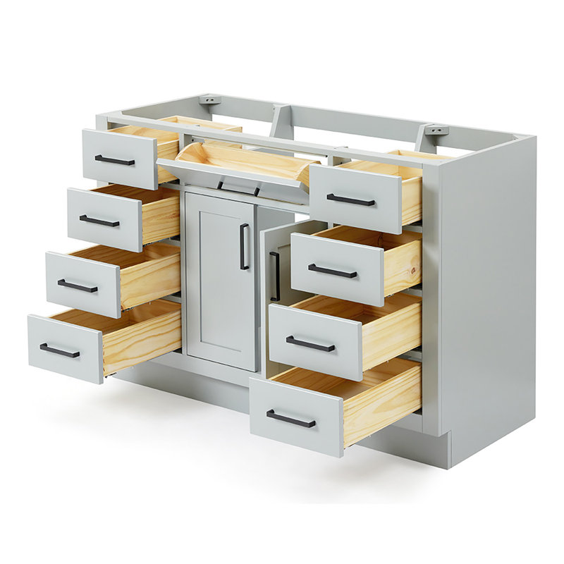 48" Single Bathroom Vanity Base Only, Gray, Matte Black