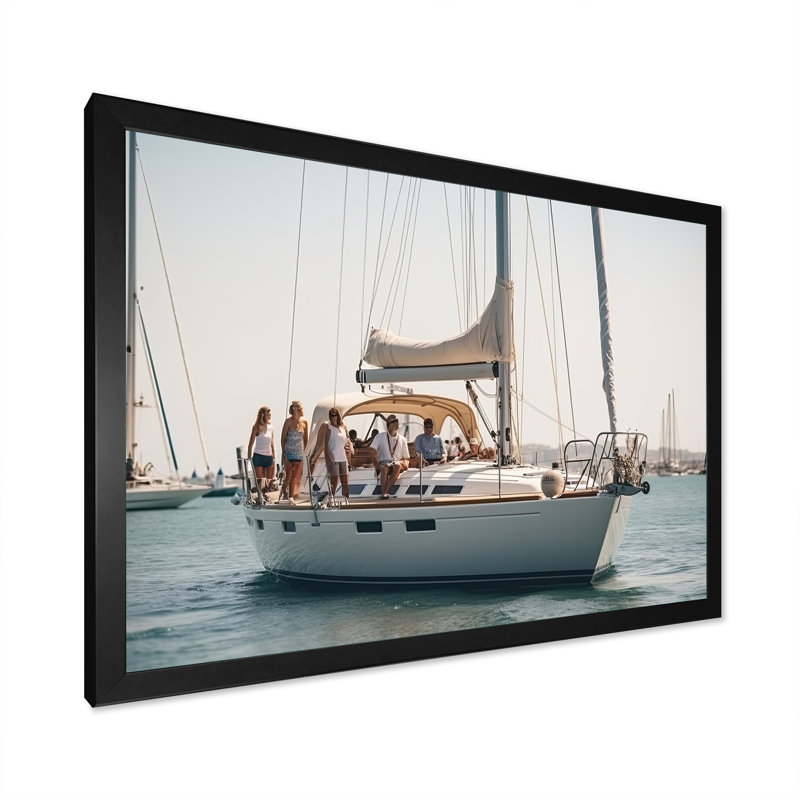 Yacht Clubin Paradise sur impression sur toile, Cadre simple noir, H 24 po x l 32 po x P 1 po