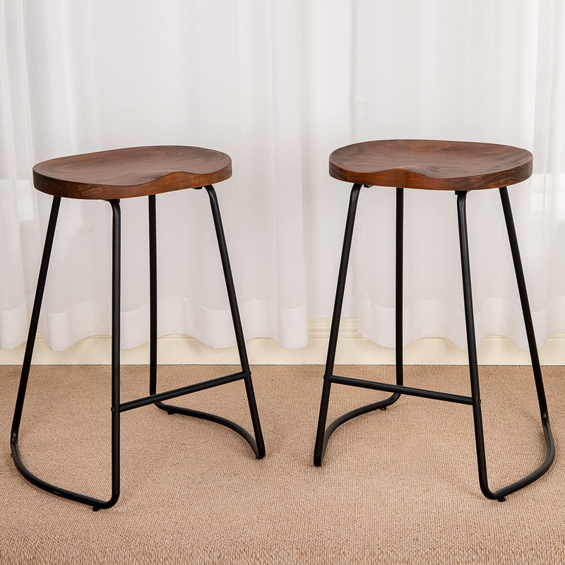 Ensemble de siège de selle en bois massif avec repose-pieds Alazia, Tabouret de comptoir (siège d'une hauteur de 26 p, 2