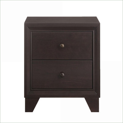 Espresso 2-Drawer Bedroom Nightstand with Storage