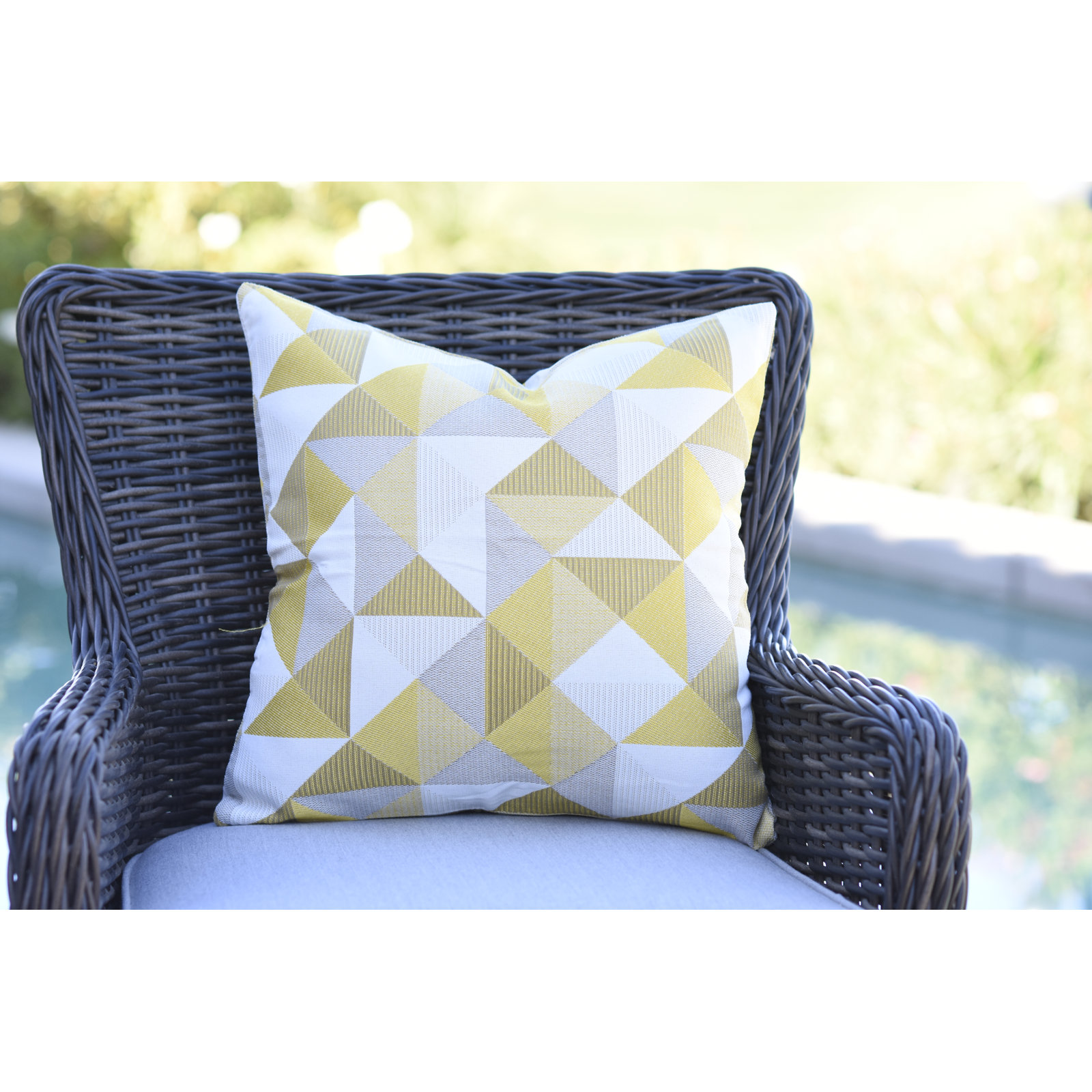 Pacifica Geometric Indoor/Outdoor Throw Pillow, Ruskin Yellow, 18"H x 18"W