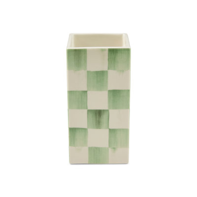 Sage Check Pillar Vase