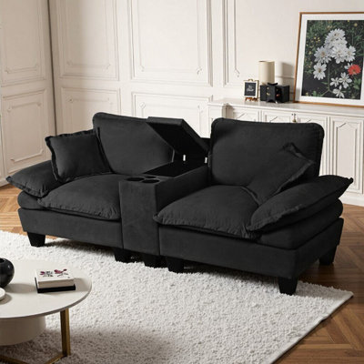 Canapé modulaire en forme de L avec porte-gobelets et rangement