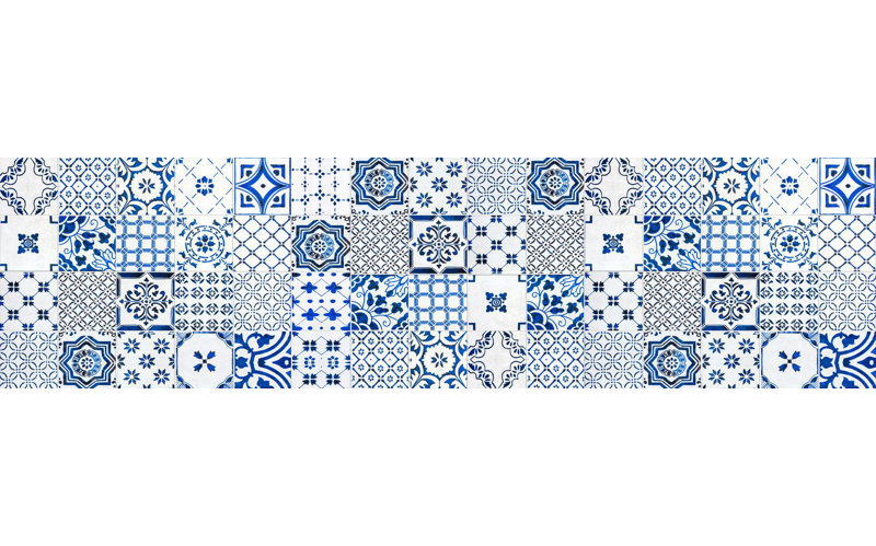 Miera Vinyl Mat in Blue/White, Runner 66 x 250cm