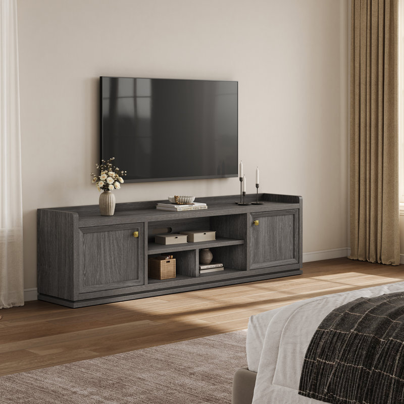 Modern Tv Stand With Storage And Shelves, Entertainment Console To Fit 50'' - 75'' Tvs., Dark Gray