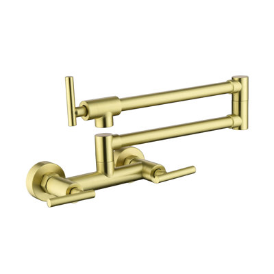 Kitchen Faucet - Brass Pot Filler, Hot Cold Supply, 3 Handles 2 Holes, Arm Movement, Corrosion Faucets Both Water, Special Treatment, Drip- Operation