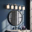 Applique murale moderne de salle de bain en nickel à 5 ​​lumières, 32 pouces, avec abat-jour en verre dépoli blanc laiteux-1080949359-1083227640
