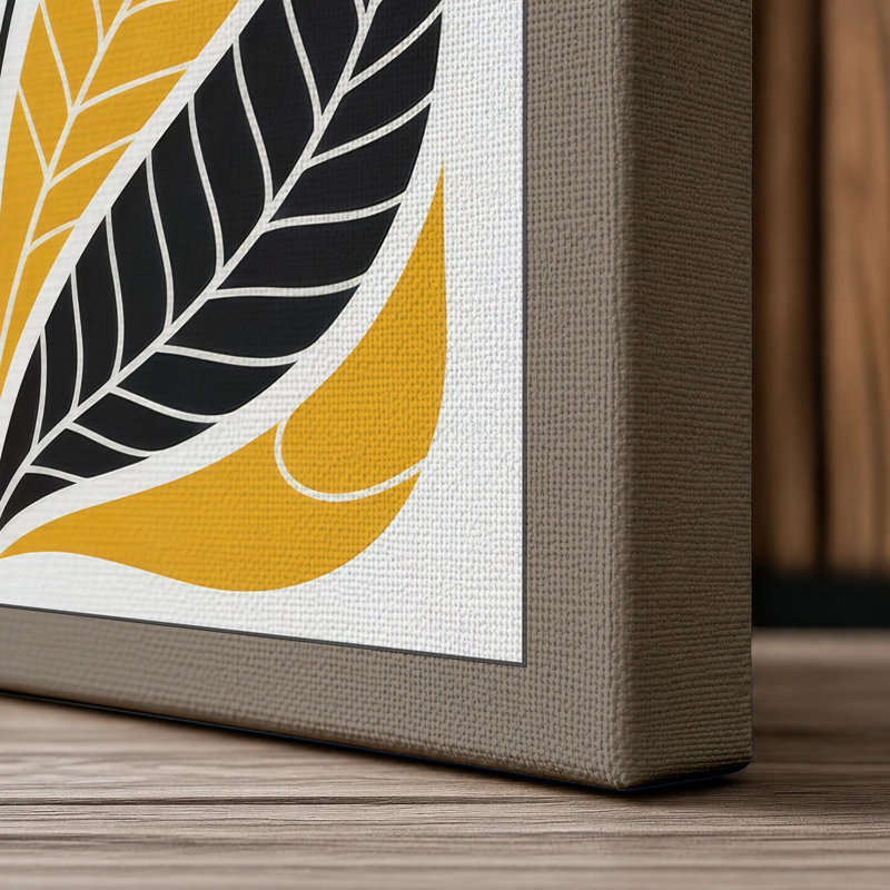 Symmetrical Bloom Scandinavian - Wrapped Canvas, 24x16 - 61.0 x 40.6 cm, Taupe Border