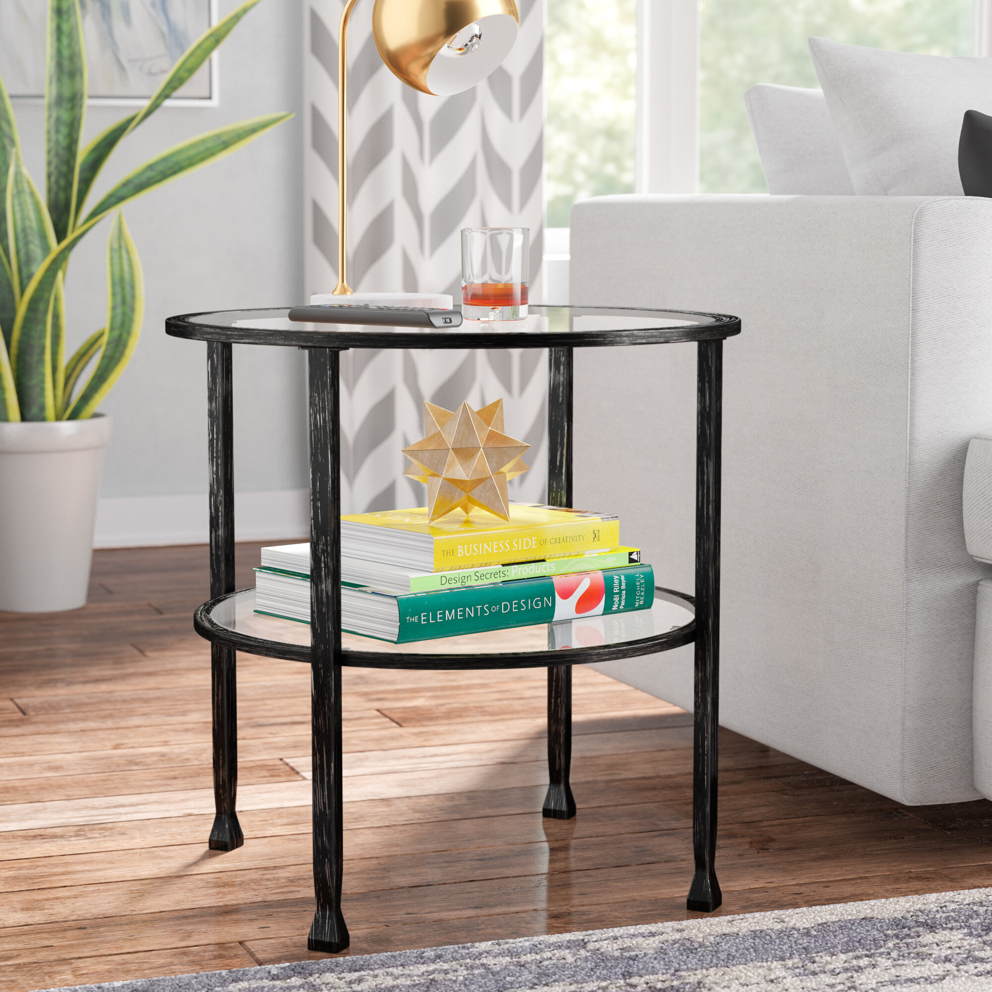 Ebern Designs Jordyan Glass End Table with Storage & Reviews | Wayfair