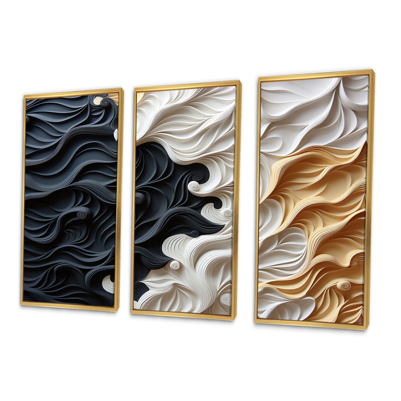 Minimalisme, beauté, sérénité, impression d'art mural, Cadre flottant doré, H 28 po x l 36 po x P 1 po
