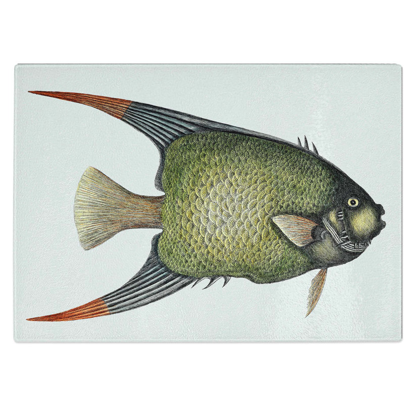 Tempered Glass Angel Fish Chopping Board, 39 cm W x 28.5 cm L