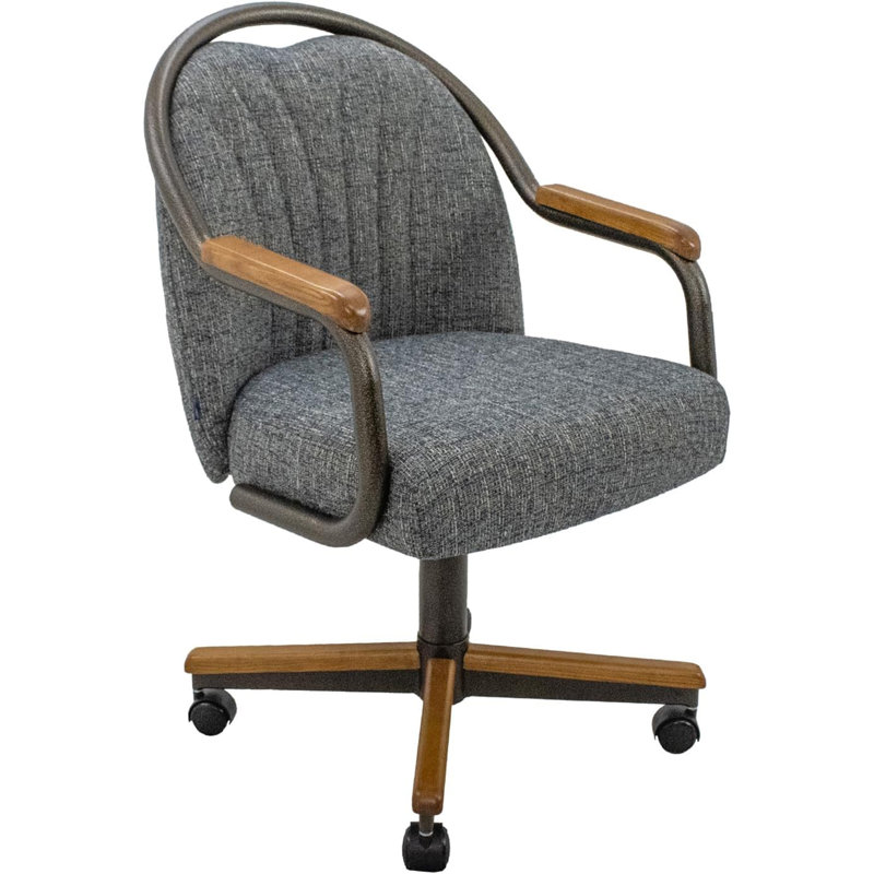 Swivel-Tilt Caster Casual Dining Chair in Ravenrock Indigo, Medium Wood
