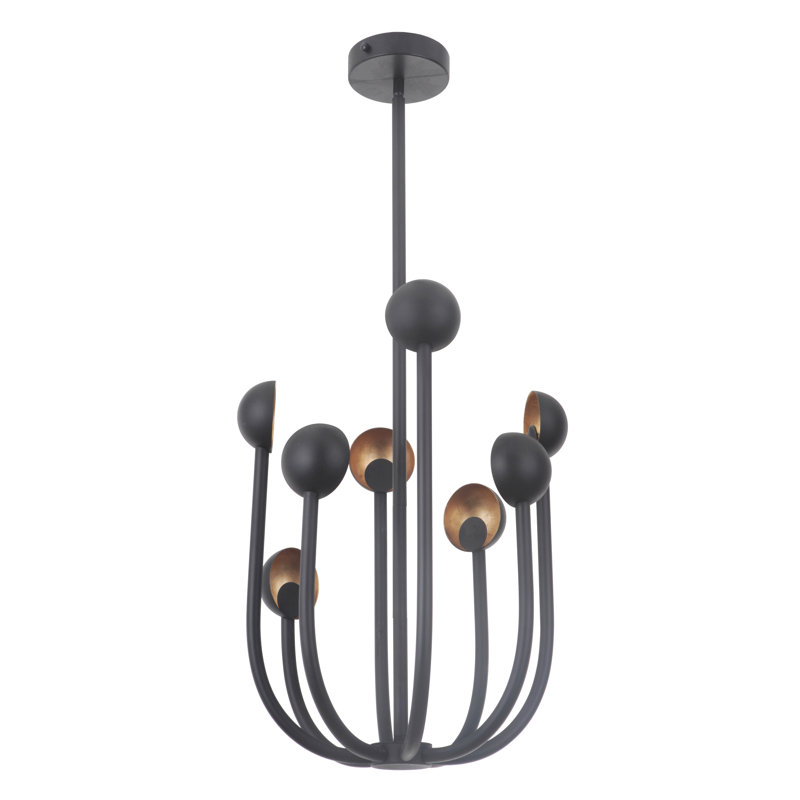 Keeter 8 - Light Dimmable LED Geometric Chandelier, Black