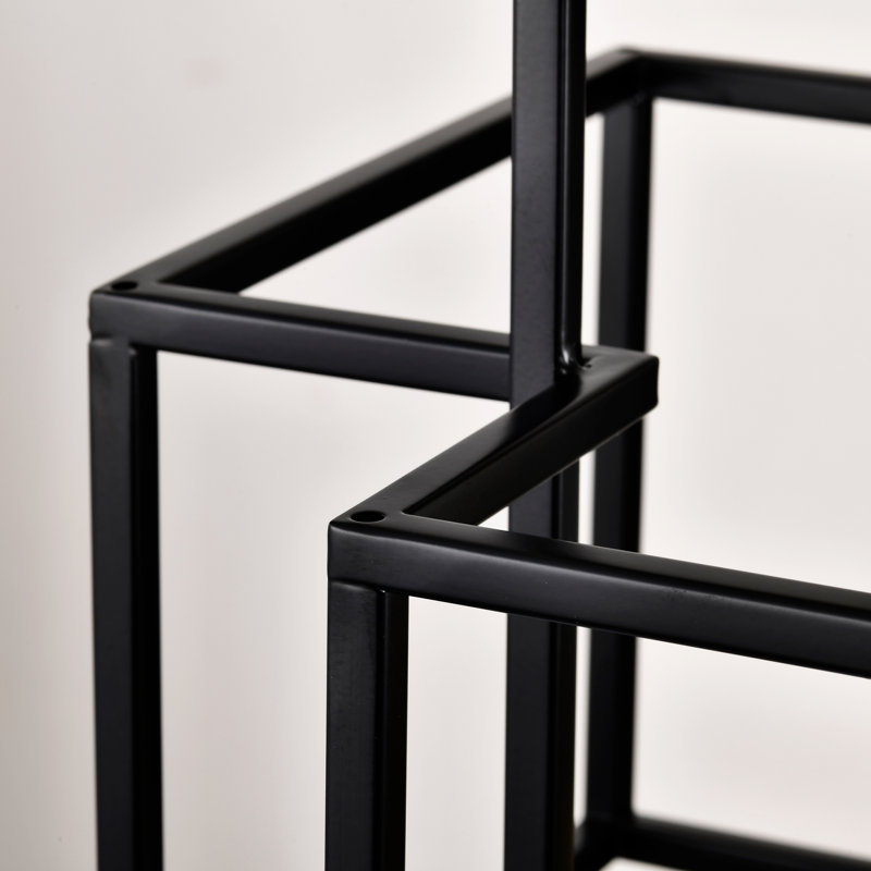 Luminaire suspendu en forme de lanterne 4 niveaux, Or / noir mat