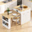 Îlot de cuisine cannelé avec table extensible pour 4 à 6 personnes de 82,6 po K & k, table d'îlot de cuisine avec prise de courant, table de cuisine avec rangement double, 2 tiroirs et 2 tablettes ouvertes latérales, blanc-690766240