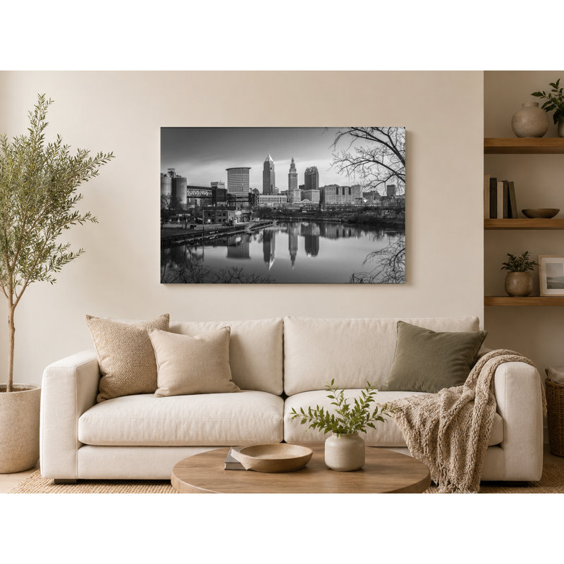 «Cranford Skyline B&W» par - Art mural sur toile paysage, L 14 po x H 11 po