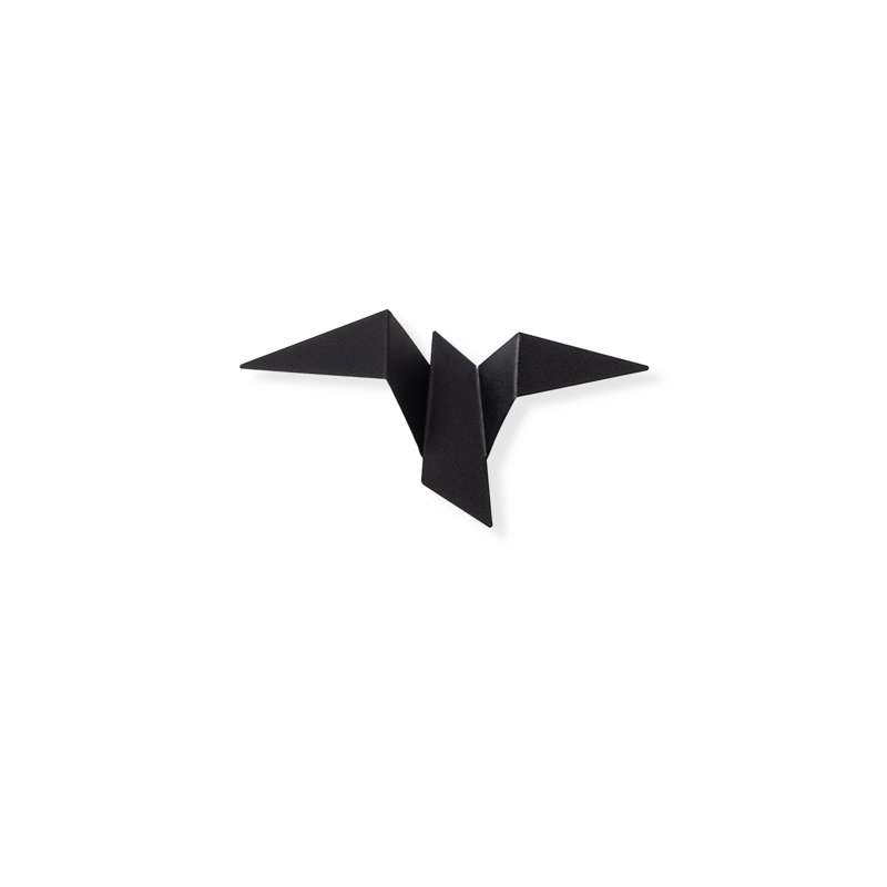 Applique murale oiseau en métal 3000K, H 4,7 po x l 12,2 po x P 6,3 po, Noir, noir, noir, noir