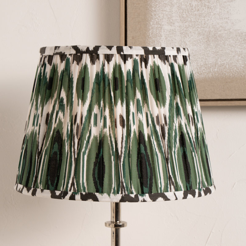 Pleated Cotton Cylinder Shade, 28cm H x 40cm W x 40cm D, Green
