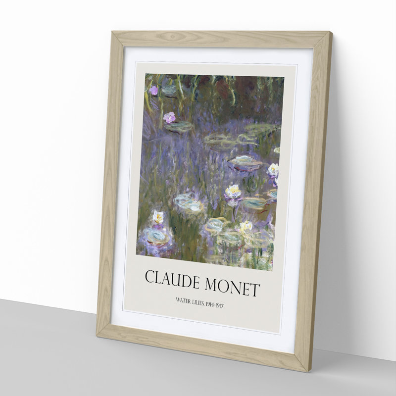 Water Lilies Lily Pond Vol.14 by Claude Monet - Picture Frame Art Prints, 65cm H x 48cm W x 2cm D, Oak Framed
