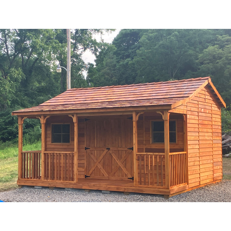Ranchhouse 16 ft. W x 14 ft. D Western Red Cedar Wood Storage Shed