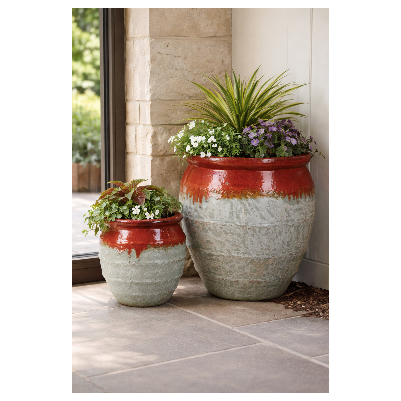 Magnus Water Jar Set Of 2 A,B , Red/Graystone