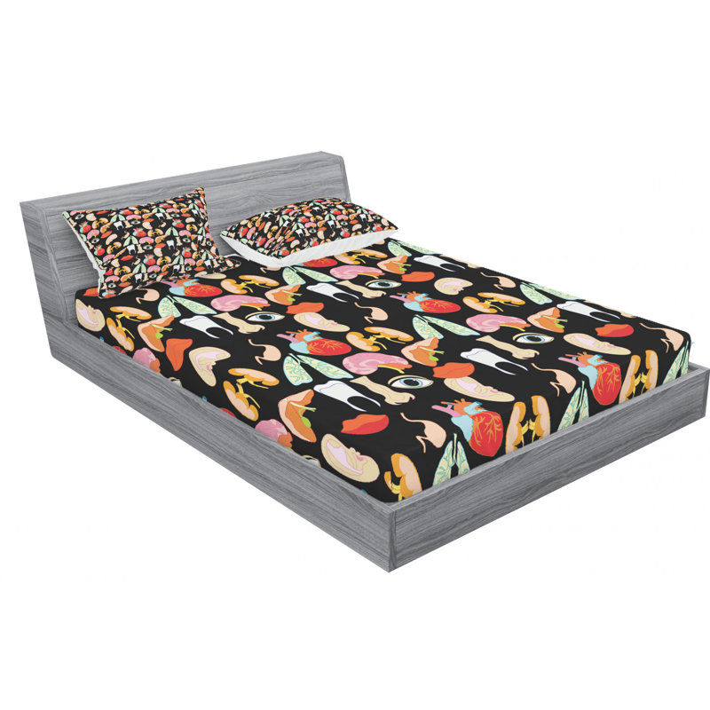 Microfiber Patterned Fitted Sheet, Queen Fitted Sheet with 2 Pillowcases