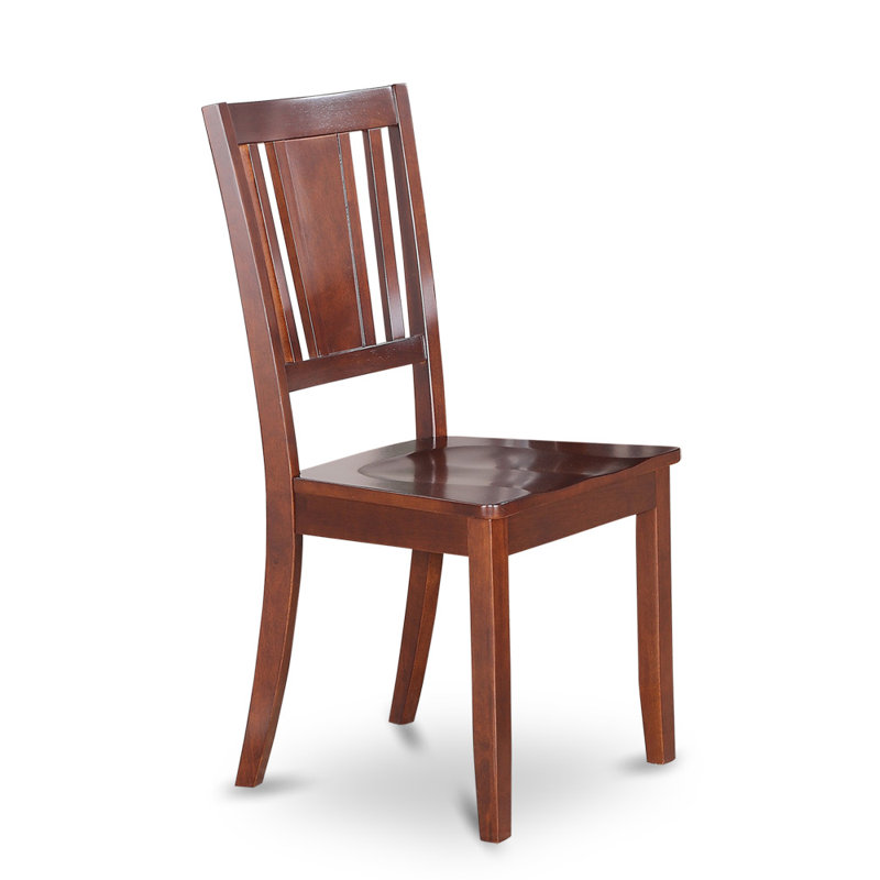Dudley Dining Room Chairs - Slat Back Wood Seat Chairs, Set of 2, Mahogany, Mahogany, Wooden