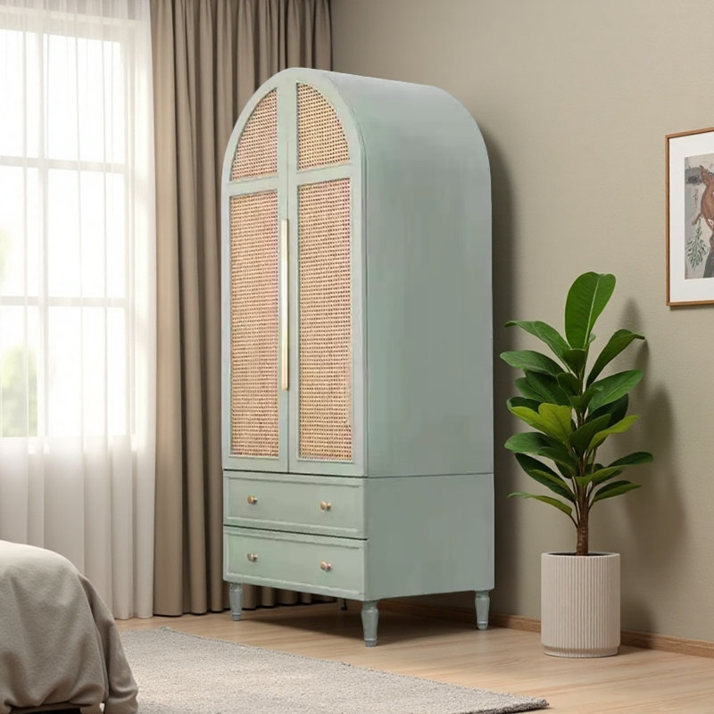 Armoire simple en rotin de style américain à double porte, Vert