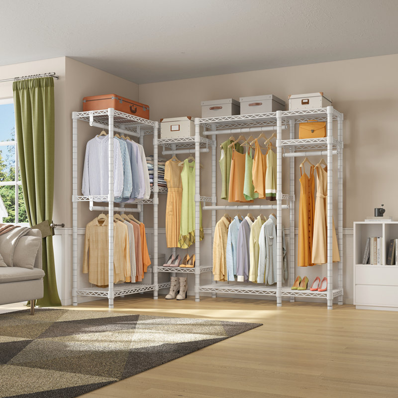  VIPEK L22 76" L Shaped Clothes Rack Heavy Duty, Space Saving Storage for Corner, White