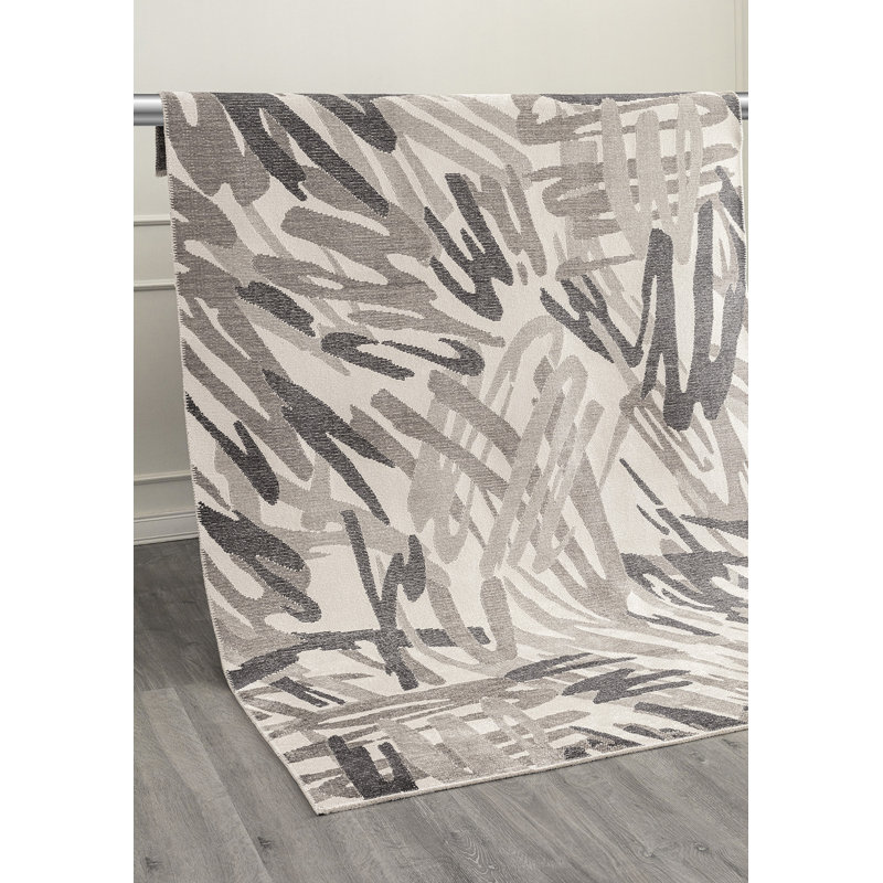 Danchak Abstract Hand Loom Indoor / Outdoor Area Rug, Rectangle 5'3" x 7'6"